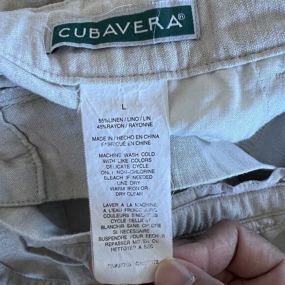 Cubavera Pants Mens Large Beige Linen Drawstring Beach Casual Relax Pocket Light - Picture 4 of 9